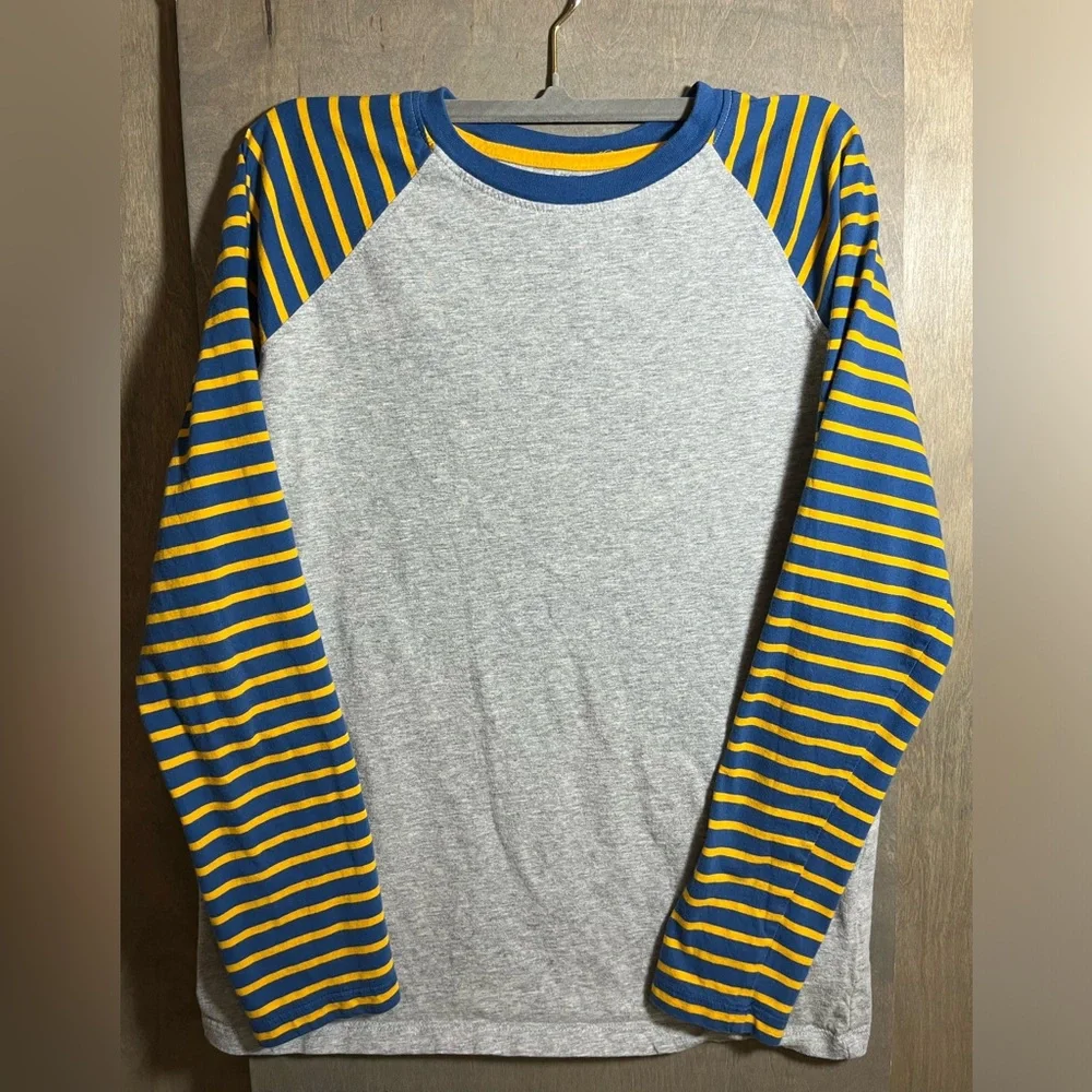 Land’s End Raglan Long Sleeve Baseball Raglan Sleeve Striped Grey T-shirt L
